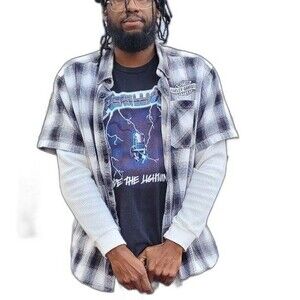 Vintage Harley Davidson Button Up Flannel Work Shirt Garage Grunge